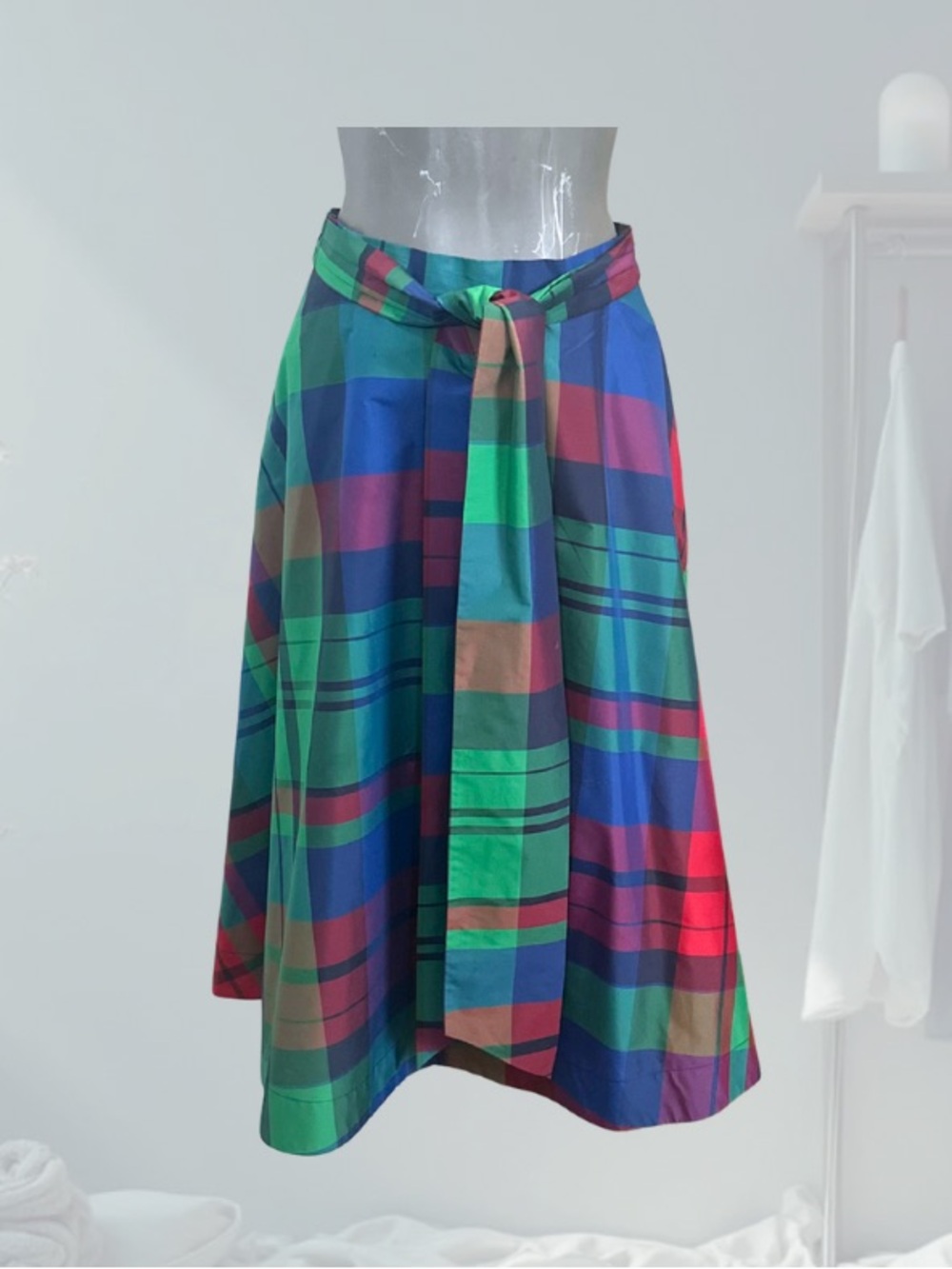 Maeve By Anthropologie Sorbonne Multi-Color Plaid A-Line Skirt Tie Waist